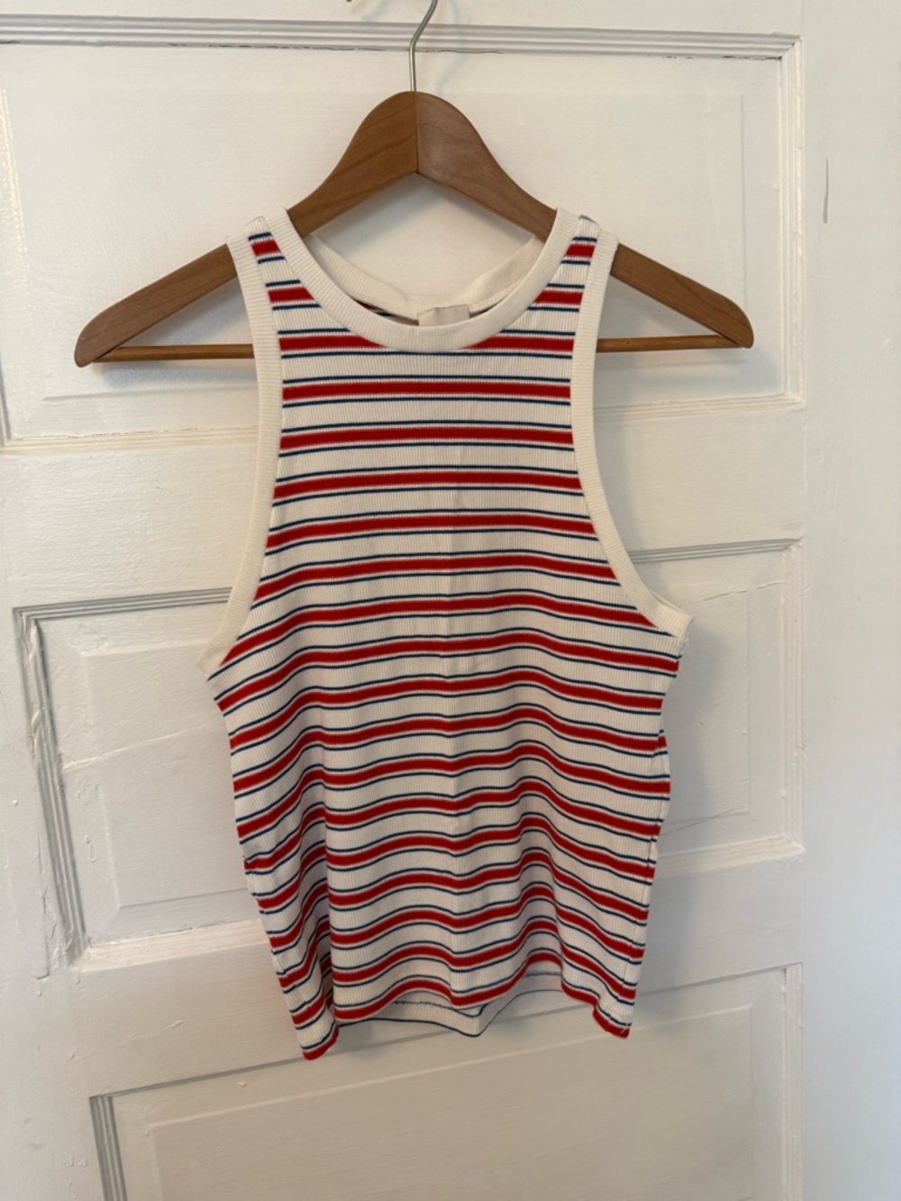 Maeve Striped Ribbed Tank - Red, Navy & Cream